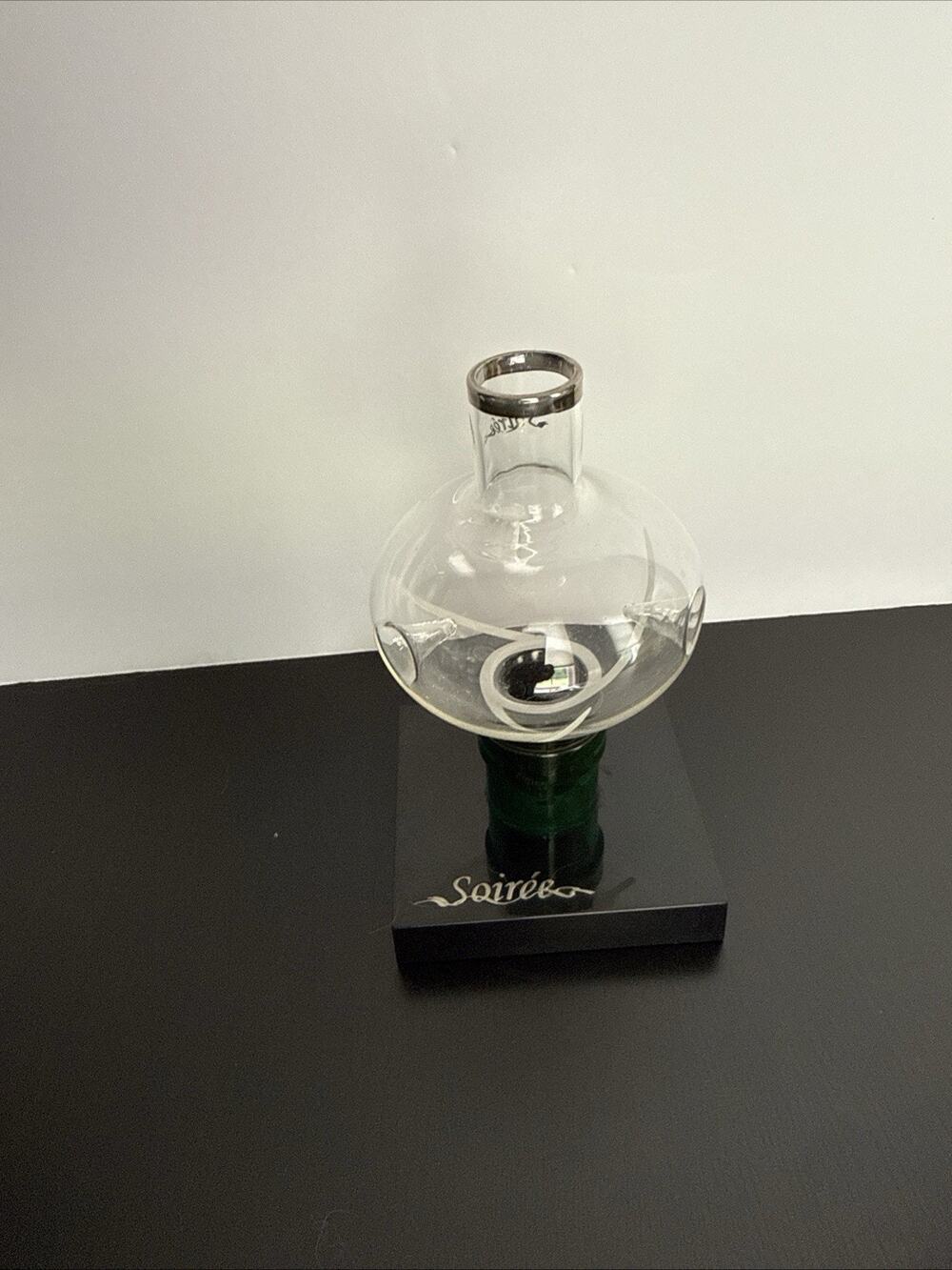 Soiree Premier In-Bottle Wine Aerator Etched Glass/ Blown Glass with stand